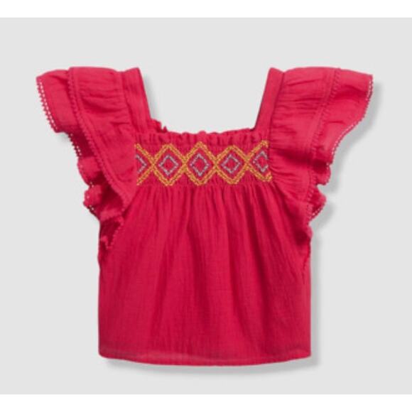 Ralph Lauren Other - Ralph Lauren Childrenswear Girl's Pink Crotched Trim Gauze Top Size 10 A003807